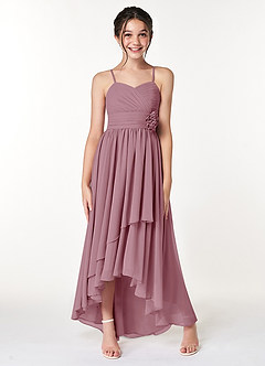 Azazie Catalina Junior Vintage Mauve A-Line Ruched Chiffon Dress image4