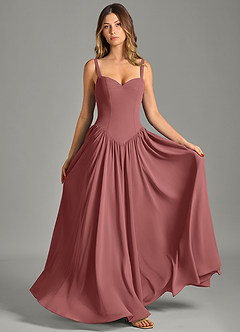 Azazie Evadina Suknie dla druhen Linia A Gorset Szyfon Do ziemi Sukienka image1