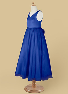 Azazie Marybell Flower Girl Dresses Royal Blue A-Line Bow Tulle Dress image11
