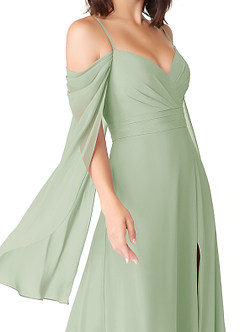 Azazie Cienna Bridesmaid Dresses Dusty Sage A-Line Off the Shoulder Chiffon Dress image6
