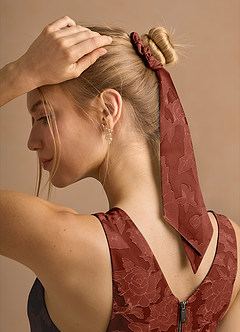 Matching Color Floral Burnout Hair Scarf Scrunchie