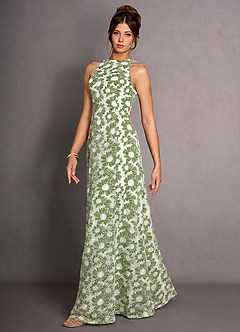 Kleid Selira Grün Und Weiß image4