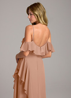 Azazie Aubrie Jurken voor bruidsmeisjes Jurk van Chiffon met A-Lijn Off the Shoulder Champagne Roos image2