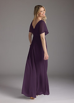 Azazie Alessa Mother of the Bride Dresses Plum A-Line V-Neck Pleated Chiffon Dress image5