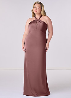 Barbie ♥ Azazie Bridesmaid Dresses Vintage Mauve Sheath Stretch Satin Dress image7