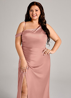 Azazie Madelyn Bridesmaid Dresses Rosette Mermaid One Shoulder Stretch Satin Convertible Dress image11