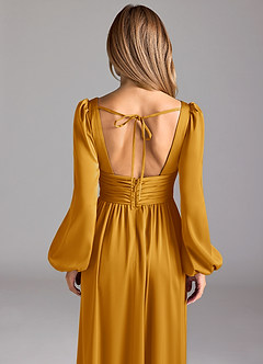 Azazie Norah Brautjungfernkleider A-Linie Stretch-Satin Kleid Butterscotch image6