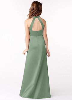 Azazie Laurel Junior A-Linie Matte Satin Kleid Matcha image5