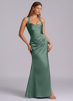 Azazie Destiny Vestidos de damas de honor Vestido de Eucalipto de Satén Elástico de Corte Sirena con Escote de Corazón image3