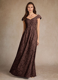 Azazie Myrtle Final Sale Ganache A-Line Pleated Floral Burnout Dress image4