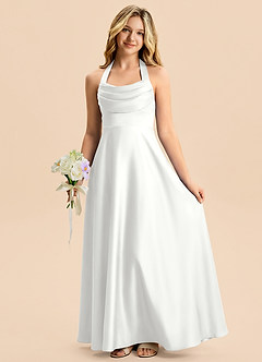 Azazie Kady Junior White A-Line Sweetheart Neckline Stretch Satin Dress image4