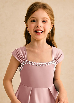 Azazie Yosemite Flower Girl Dresses Rose Gold Ball-Gown Sweetheart Neckline Matte Satin Dress image7