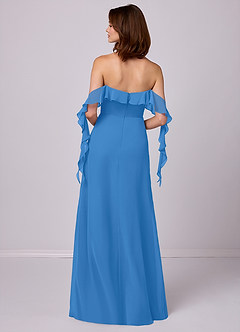 Barbie ♥ Azazie Jurken voor bruidsmeisjes Converteerbaar Jurk van Chiffon met A-Lijn Off the Shoulder Blauwe Gaai image6