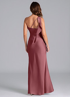 Azazie Driea Bridesmaid Dresses Desert Rose Mermaid One Shoulder Stretch Satin Dress image2