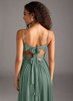 Azazie Zeya Bridesmaid Dresses Eucalyptus A-Line Pleated Mesh Dress image8