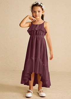 Azazie Karmen Flower Girl Dresses Sangria A-Line Ruched Chiffon Dress image4