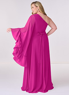 Barbie ♥ Azazie Bridesmaid Dresses Fuchsia A-Line Long Sleeve Chiffon Dress image8