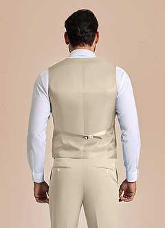 front James Tan Structured Stretch Suit Vest