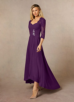 Azazie Anne vestidos de madre de la novia Vestido de Uva de Encaje de Recto con Corazón Lentejuelas image6