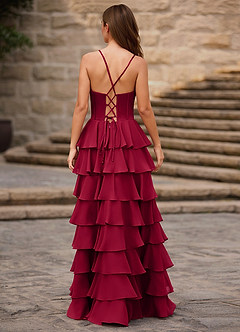 Rhythm Dark Red Ruffled A-line Prom Dress image2