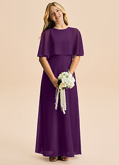 Azazie Maris Junior Grape A-Line Chiffon Dress image4