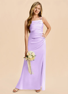 Azazie Nova Junior Lilac A-Line Pleated Stretch Satin Dress image5