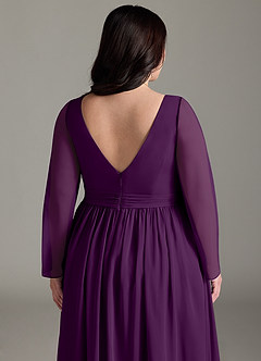 Azazie Teton Maternity Bridesmaid Dresses A-Line Long Sleeve Chiffon Floor-Length Dress image13