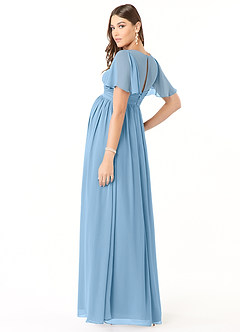 Azazie Verna Abiti da damigella d'onore premaman Abito A-Line Increspato con Scollo a V Chiffon Floor-Length image4