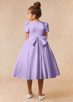 Azazie Anirra Flower Girl Dresses Lilac Ball-Gown Pleated Matte Satin Dress image4