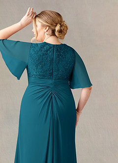Azazie Carson Abiti per la Madre della Sposa Abito A-Line in Chiffon con Scollo a V in Pizzo Blu Inchiostro image11