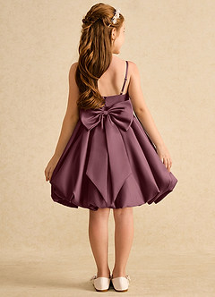 Azazie Davine vestidos de niña de las flores Vestido de Sangrado de Satin Mate de Corte En A con Tirante Espagueti image8