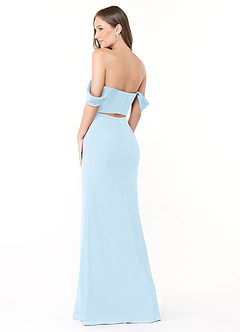 Azazie Lynnie Brautjungfernkleider Wandelbar Meerjungfrau-Linie Schulterfrei Chiffon Kleid Himmelblau image5