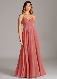 Azazie Amani Brautjungfernkleider A-Linie Plissee Chiffon Kleid Antike Rose image5