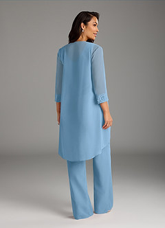 Azazie Maura vestidos de madre de la novia Vestido de Azul Acero de Gasa de Mono/Traje de pantalón con Lentejuela image4