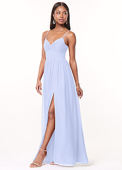 Azazie Zeya Bridesmaid Dresses Lavender A-Line V-Neck Pleated Chiffon Dress image4