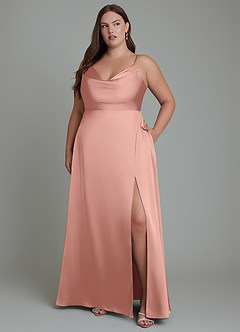 Azazie Sarella Brautjungfernkleider A-Linie Plissee Stretch-Satin Kleid Rosettenrosa image10