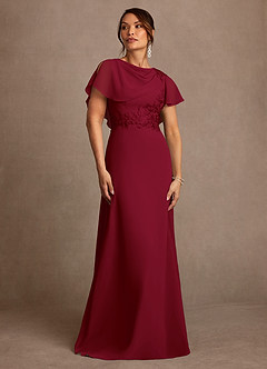 Azazie Frieda Mother of the Bride Dresses Burgundy A-Line Applique Chiffon Dress image1