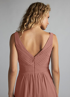 Azazie Grace Abiti da Damigella Abito A-Line in Chiffon Plissettato Cedro Rosa image6