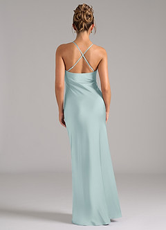 Azazie Tianna Bridesmaid Dresses Mist Sheath Stretch Satin Dress image2