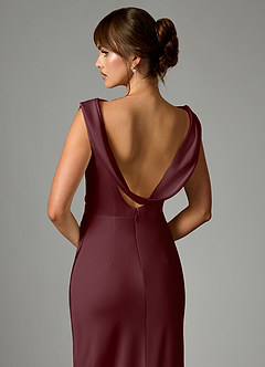 Azazie Kieryn Robes de demoiselle d'honneur Robe Sirène en Satin extensible Plissée Sangria image2