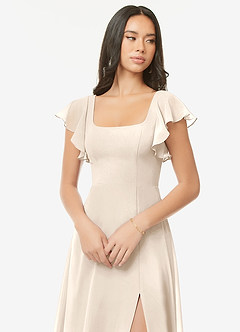 Azazie Bondi Bridesmaid Dresses White Alabaster A-Line Ruffled Chiffon Dress image6