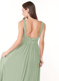 Azazie Genelle Final Sale Ink Blue Flowy Lace Chiffon Dress image6