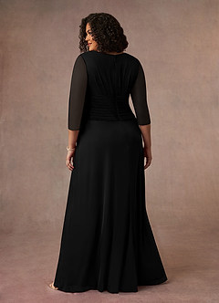 Azazie Annetta Mother of the Bride Dresses Black A-Line V-Neck Pleated Mesh Dress image9