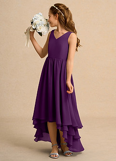 Azazie Kitten Girls Formal Flower Girl Dresses Grape A-Line Chiffon Dress image5