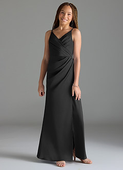 Azazie Maci Junior Klä av Sjöjungfru i Stretch Satin Plisserad image1