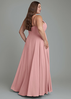 Azazie Amani Brautjungfernkleider A-Linie Plissee Chiffon Kleid Altrosa image8