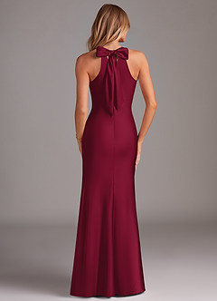 Azazie Doretta Bridesmaid Dresses Burgundy Mermaid Pleated Stretch Satin Dress image2