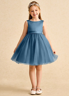 Azazie Jani Flower Girl Dresses Bermuda A-Line Bow Tulle Dress image4