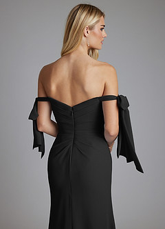 Azazie Nehemia At-home Try On Dresses Black Mermaid Off the Shoulder Chiffon Convertible Dress image3