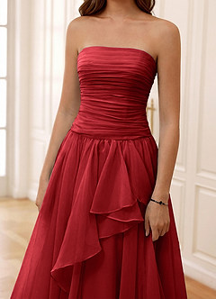 Ocavivien Rojo Vestido de fiesta de tul image6